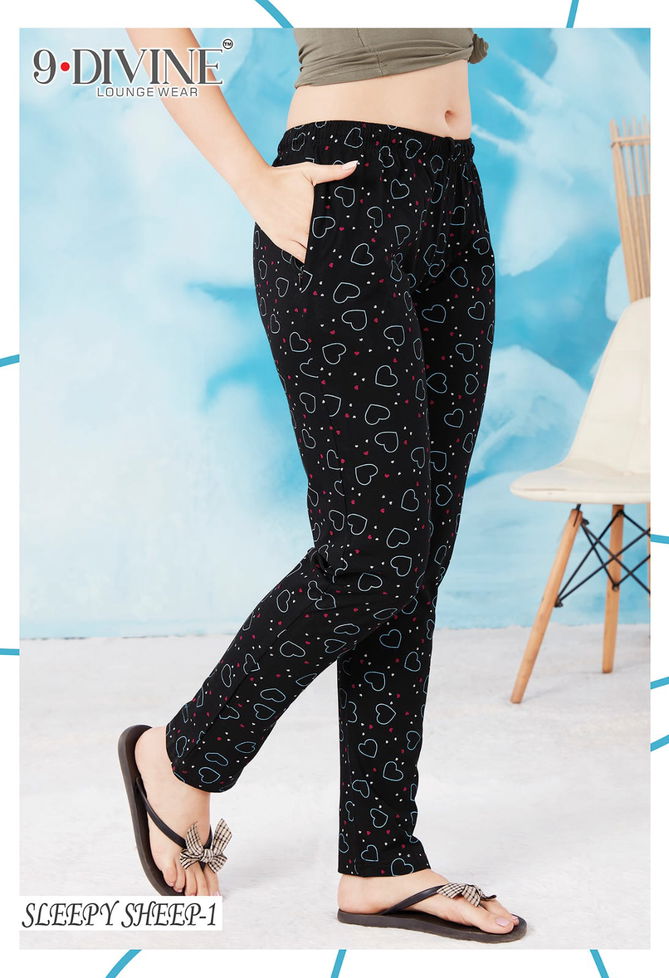 9 Divine Sleepy Sheep Cotton Hosiery Print Night Wear Pant Collection